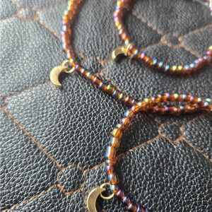 Iridescent Beaded Bracelet with Gold Accents